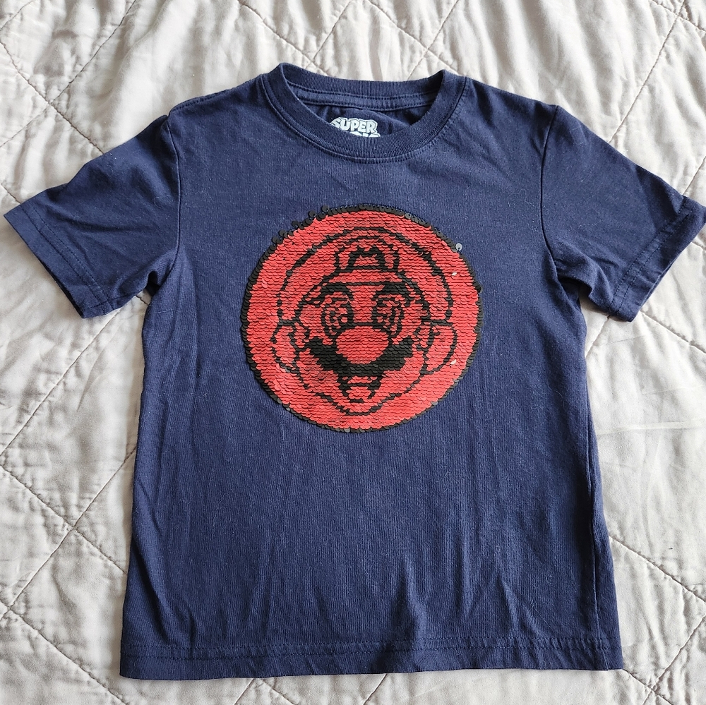 NEW Super Mario and Luigi t-Shirt with Reverse Sequins, Size 4/4T